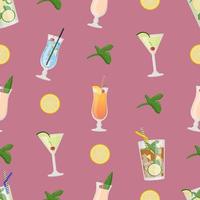 bevande alcoliche estive senza cuciture, cocktail tropicali. illustrazione vettoriale piatta