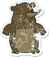 adesivo in difficoltà di un orso cartone animato vettore
