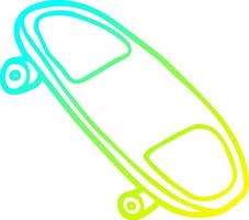 skateboard del fumetto di disegno a tratteggio a gradiente freddo vettore