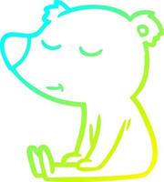 disegno della linea a gradiente freddo seduto felice dell'orso del fumetto vettore