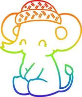 arcobaleno gradiente linea disegno cartone animato carino elefante vettore