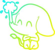 linea a gradiente freddo disegno simpatico cartone animato elefante che spruzza acqua vettore