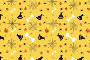 decorazione minimale con osso e vettore di zucche spettrali. vettore senza cuciture per l'evento di halloween. disegno astratto del modello di halloween per carta da parati, sfondo e copertina del libro.