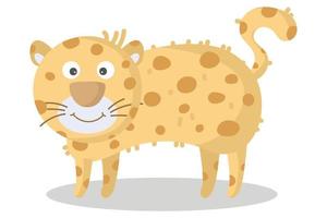 leopardo del fumetto di vettore. animale africano. simpatico leopardo gentile. personaggio carino divertente. adorabile animaletto africano per stampa di moda, abbigliamento per bambini, scuola materna, poster, invito, design di biglietti di auguri vettore