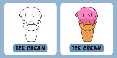 illustrazione del fumetto del gelato per il libro da colorare dei bambini vettore