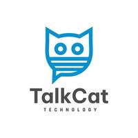 modello di progettazione del logo del gatto parlante, tecnologia, semplice, simbolo del gatto vettore