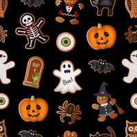 trama di halloween. Reticolo senza giunte di Halloween con i biscotti di pan di zenzero vettore