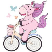 l'unicorno va in bicicletta vettore