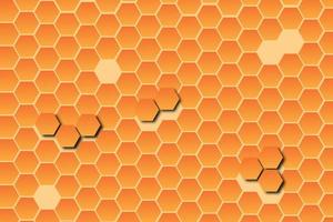 vettore di sfondo a nido d'ape con disposizione a forma esagonale arancione