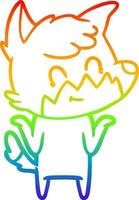 arcobaleno gradiente linea disegno cartone animato volpe felice vettore