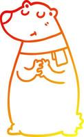 caldo gradiente disegno cartone animato orso che indossa sciarpa vettore