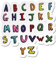 adesivo di un alfabeto cartone animato vettore