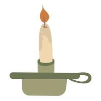 icona estetica di una candela in un candeliere verde. design piatto con ombre. vettore