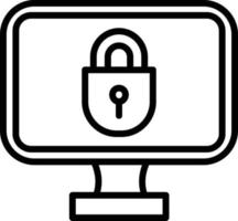 icona della linea di sicurezza online vettore