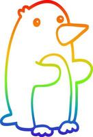 arcobaleno gradiente disegno a tratteggio cartone animato pinguino vettore