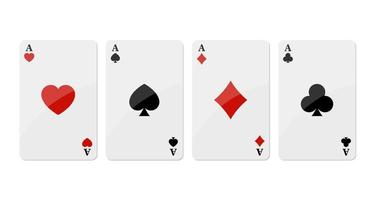 quattro assi carte da gioco isolate su sfondo bianco vettore
