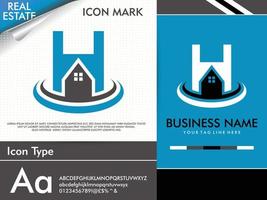 lettera creativa astratta h e semplice logo immobiliare minimalista vettore