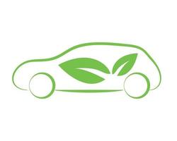 logo auto con foglie eco - auto elettrica ecologica vettore