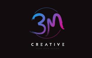 design creativo colorato logo bm pennello lettera. concetto di logo artistico lettere scritte a mano. vettore
