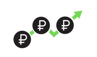 grafico di crescita del rublo su sfondo bianco vettore
