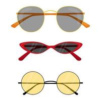 occhiali da sole colorati alla moda con lenti da sole. collezione di occhiali da sole da donna vettore