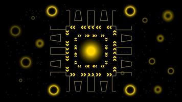 interfaccia utente hi-tec tecnologia digitale astratta nera e oro con particelle luminose, illustrazione vettoriale