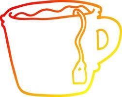 caldo gradiente linea disegno cartone animato tazza di tè calda vettore