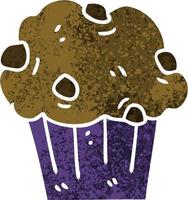 torta di muffin al cioccolato stravagante illustrazione retrò stile cartone animato vettore