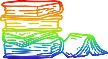 arcobaleno gradiente linea disegno mucchio di libri vettore