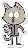 adesivo di un gatto divertente cartone animato che indossa camicia e cravatta vettore