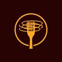 logo del menu di pasta con forchetta e pasta vettore