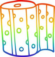 Rotolo da cucina punteggiato di cartone animato con disegno a tratteggio sfumato arcobaleno vettore