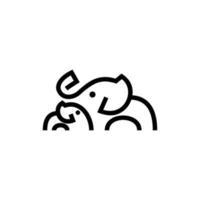 logo moderno della linea familiare di elefanti vettore