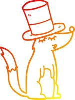 caldo gradiente disegno cartone animato lupo che fischia indossando il cappello a cilindro vettore