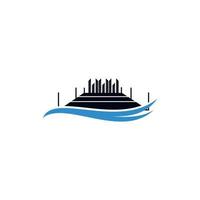 logo semplice dell'oceano dell'onda della città del bacino vettore