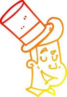 caldo gradiente di disegno uomo cartone animato che indossa il cappello a cilindro vettore