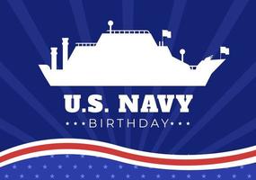 compleanno della marina americana il 13 ottobre illustrazione piatta del fumetto disegnato a mano adatto per poster, striscioni e biglietto di auguri in stile di sfondo vettore