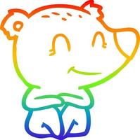 arcobaleno gradiente linea disegno sorridente orso polare cartone animato vettore