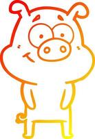 caldo gradiente di disegno maiale felice cartone animato vettore