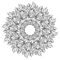 mandala contorno magnolia, pagina da colorare zen a forma di cornice rotonda con petali di fiori vettore