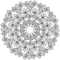 mandala di contorno con mazzi di petali e gocce, pagina da colorare fantasia a forma di cornice rotonda con motivi vettore