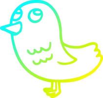uccello del fumetto di disegno a tratteggio a gradiente freddo che osserva in su vettore