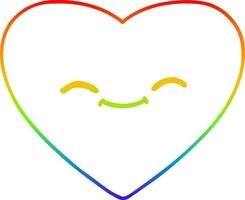 cuore di amore felice del fumetto del disegno della linea del gradiente dell'arcobaleno vettore