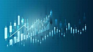 il candeliere con grafico a barre e indicatore di linea mostra il prezzo delle azioni o il profitto dell'investimento finanziario. concetto di sfondo della gestione della pianificazione aziendale vettore