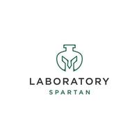 vettore piatto del modello di progettazione del logo della linea del guerriero di laboratorio