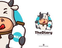 stile piatto dell'icona del logo del latte di mucca vettore
