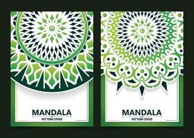 elegante verde mandala copertina design vettore