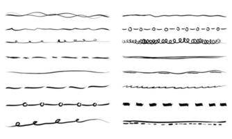 insieme di linee disegnate a mano. elemento di design doodle con sottolineatura, scarabocchio, sciabordi, picchiate. vortice. illustrazione vettoriale