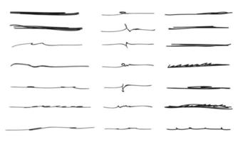 insieme di linee disegnate a mano. elemento di design doodle con sottolineatura, scarabocchio, sciabordi, picchiate. vortice. illustrazione vettoriale