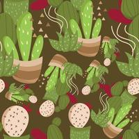 carino cartone animato cactus senza soluzione di continuità modello vettore